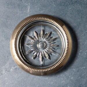 Silver plated glass round coaster trinket dish ashtray Blackinton vintage